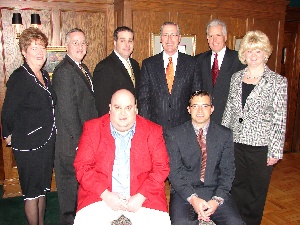  First row, from left, are: Scott Sanfilippo, Solid Cactus; Spencer Chesman, igourmet.com. Second row: Nancy Lavan, vice president of commercial services for Offset Paperback Manufacturers; Gerald T. O’Donnell, CEO of MotorWorld Automotive Group and Chamber of Commerce Board Chair; Michael Lombardo, COO and interim president of the Greater Wilkes-Barre Chamber of Business and Industry; Joseph L. Persico, Esq., Managing Partner of Rosenn Jenkins & Greenwald LLP; Dan Nulton, CEO of Landmark Community Bank; Donna Sedor, executive vice president of the Greater Wilkes-Barre Chamber of Commerce. 