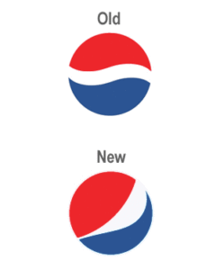 The old and new Pepsi logo.