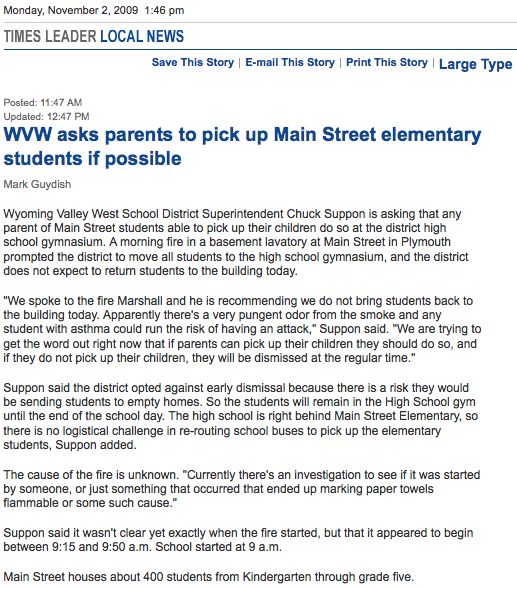 WVW asks parents to pick up Main Street elementary students if possible | Wilkes-Barre News | The Times Leader_1257187670787