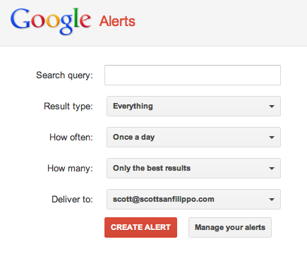 This is how simple it is to create a Google Alert