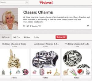 An example of Pinterest pinboards