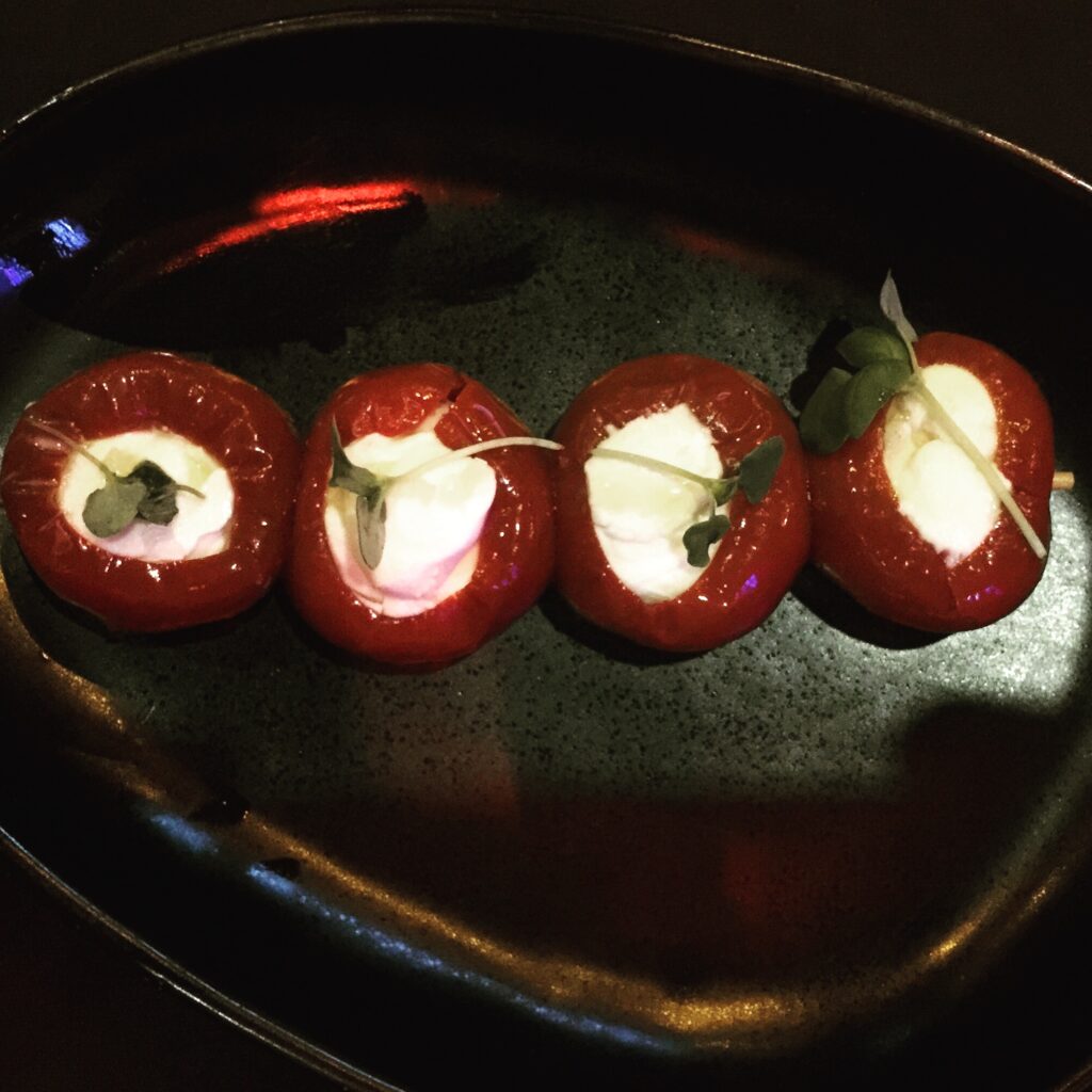 Goat Cheese Stuffed Peppadews from Tap 42 in Boca Raton