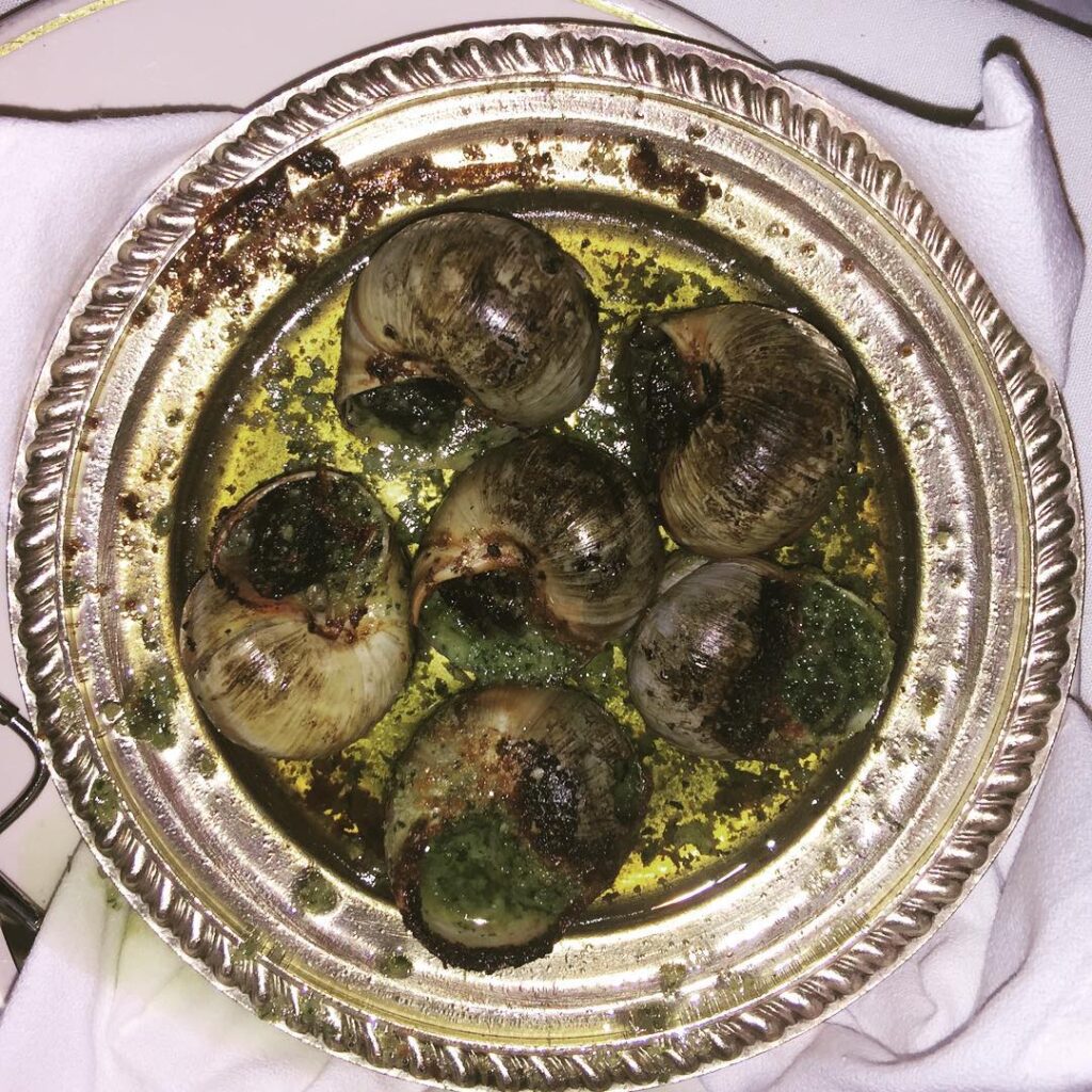Escargots Bourguignone (in shell with garlic butter) from Kathy's Gazebo in Boca Raton