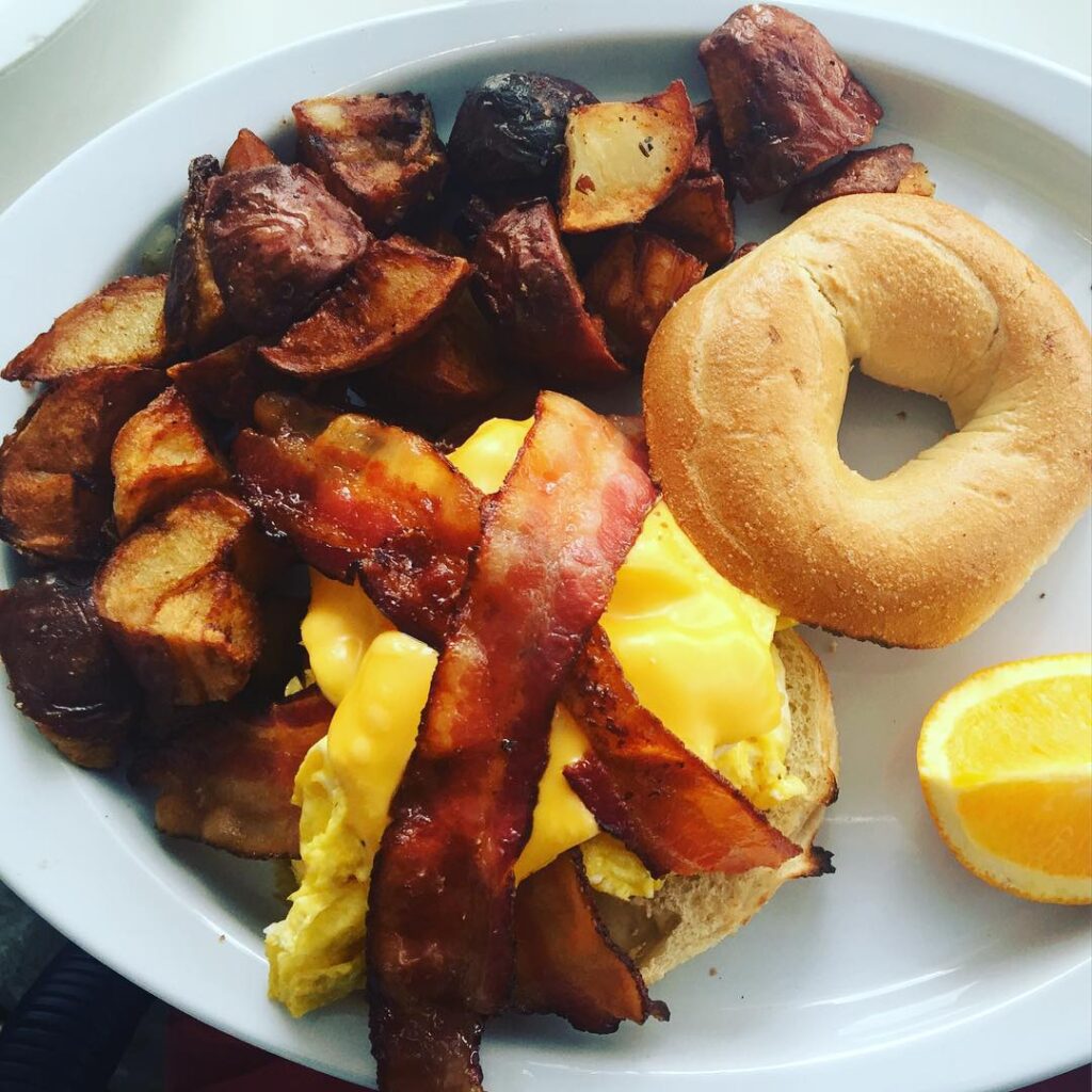 Benny's Classic - a breakfast bagel sandwich - from Benny's on the Beach in Lake Worth