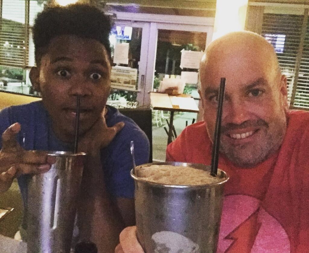 Enjoying a root beer float at Howley's Diner in West Palm Beach