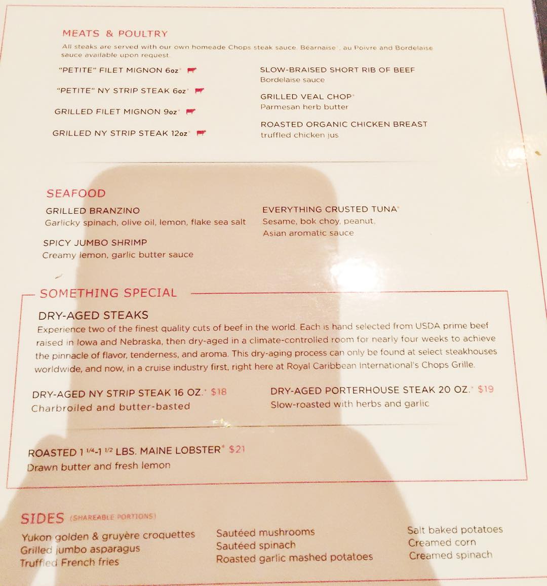 Chops Grille on Royal Caribbean Cruise Line Review & Photos Scott