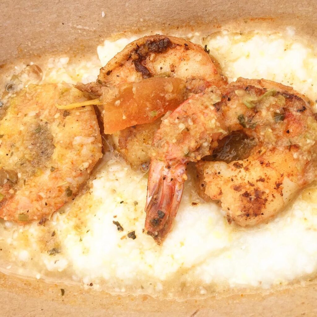 Shrimp and Stone-ground Grits with Andouille Sausage, Sweet Corn , Tomatoes and Cilantro from the International Flower & Garden Festival at Epcot