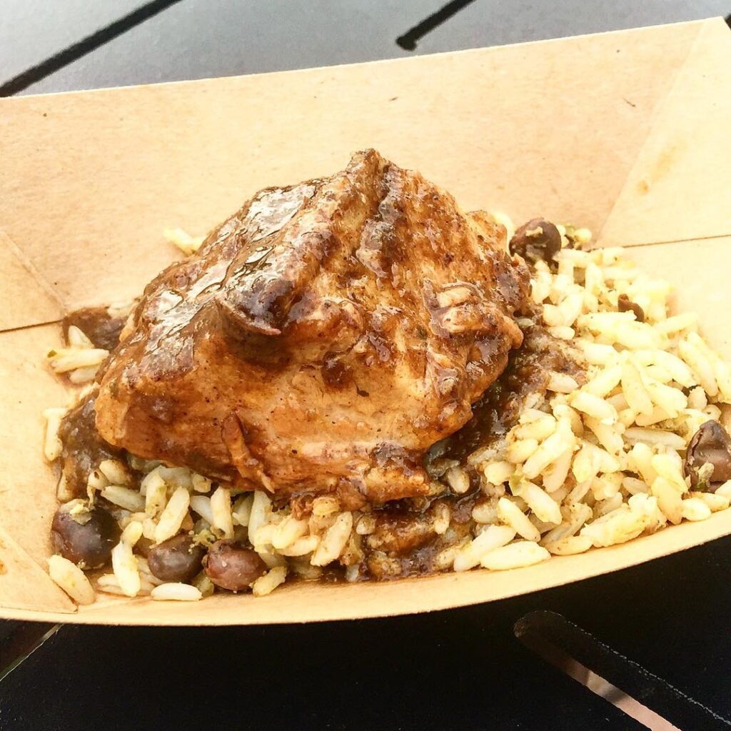 Jamaican-braised Beef with Pigeon Pea Rice and Micro Cilantro from the International Flower & Garden Festival at Epcot