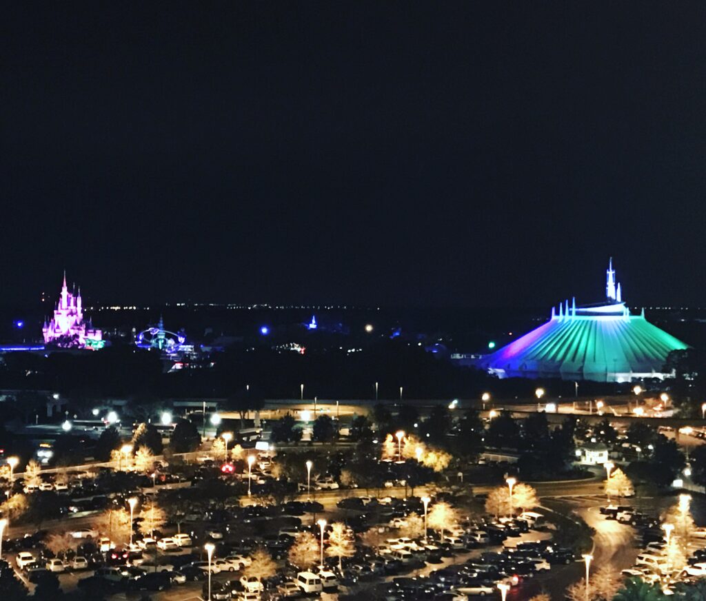 View of the Magic Kingdom from the theme park view room in the Contemporary Resort.