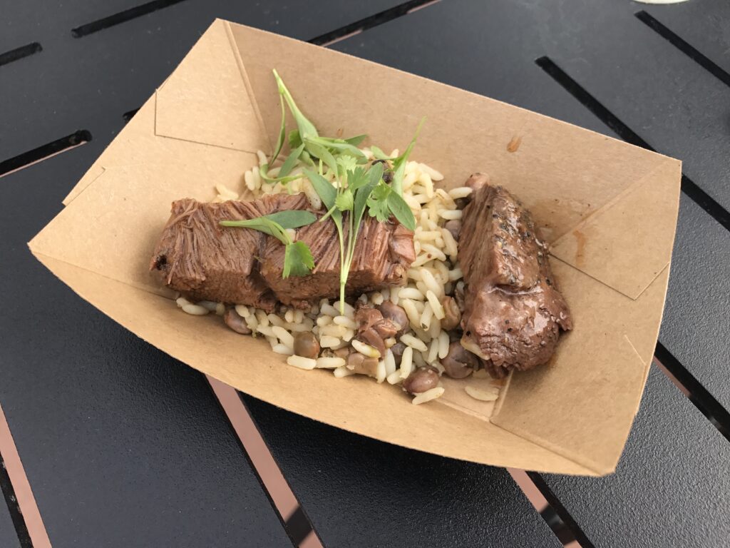 Jamaican-braised Beef with Pigeon Pea Rice and Micro Cilantro from the International Flower & Garden Festival at Epcot