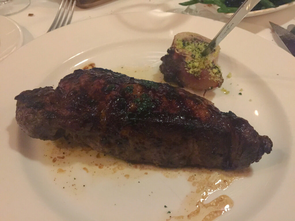 Hickory Mopped New York Strip Steak from Steakhouse 55 inside the Disneyland Hotel in Anaheim, CA