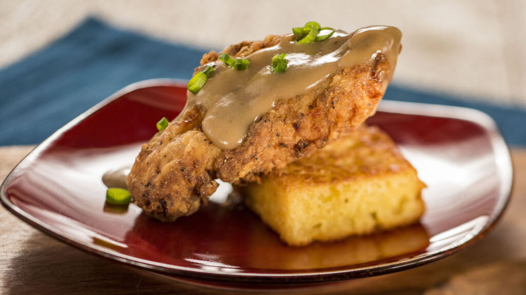 Crispy Chicken with Griddled Cornbread and Red Eye Gravy from the Epcot International Food & Wine Festival