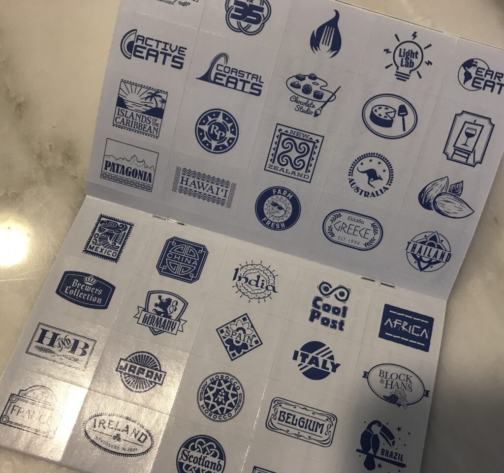 Inside the 2017 Epcot International Food & Wine Festival Passport are stickers you can place on each passport page indicating you visited that country