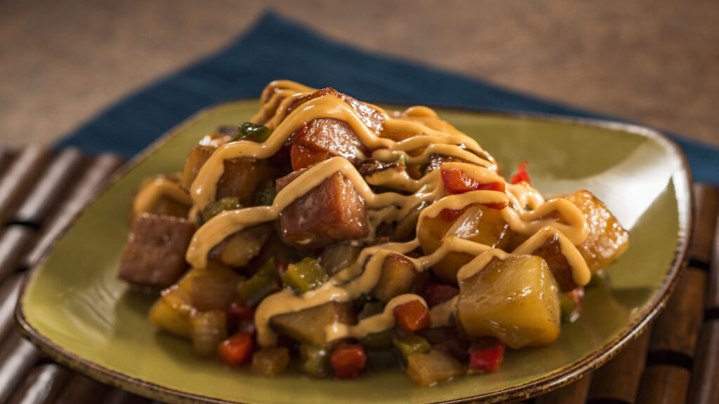 Teriyaki-glazed SPAM® Hash with Potatoes, Peppers, Onions, and Spicy Mayonnaise from the Epcot International Food & Wine Festival