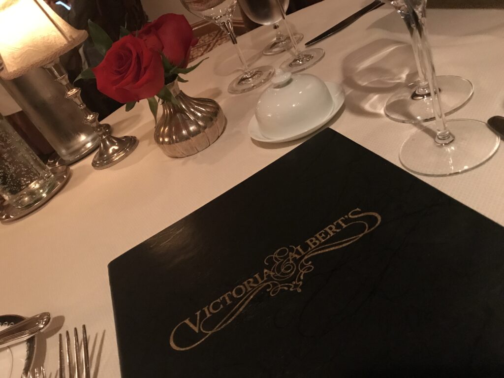 The table setting at Victoria & Alberts inside Disney's Grand Floridian Resort & Spa in Orlando