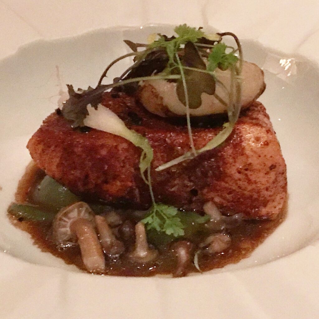 Sesame Seed Crusted Alaskan King Salmon with Black Radish Salad from Victoria & Albert's inside Disney's Grand Floridian in Orlando