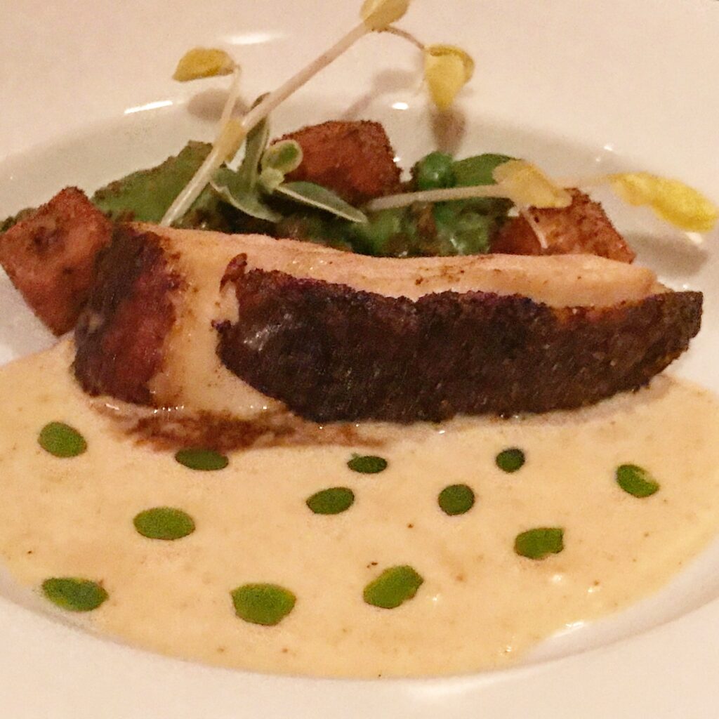 Green Circle Chicken with Panisse, Fava Beans and Fresh Garbanzos from Victoria & Albert's inside Disney's Grand Floridian in Orlando