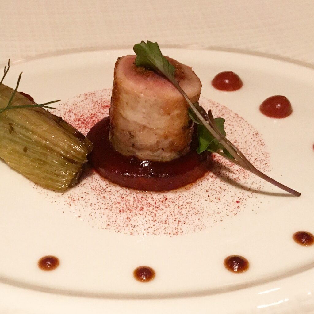 French Quail with Rhubarb and Pomegranate from Victoria & Albert's inside Disney's Grand Floridian in Orlando