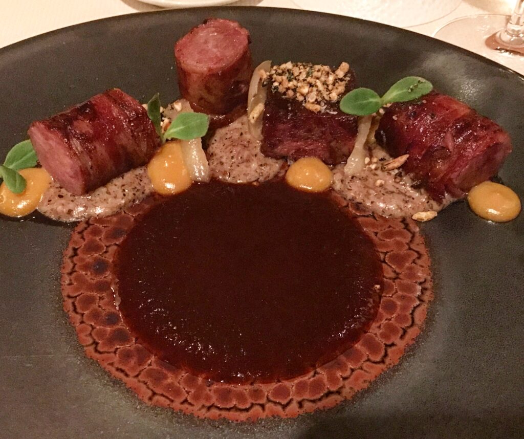 Lamb Loin with Barley Porridge and Nectarines from Victoria & Albert's inside Disney's Grand Floridian in Orlando