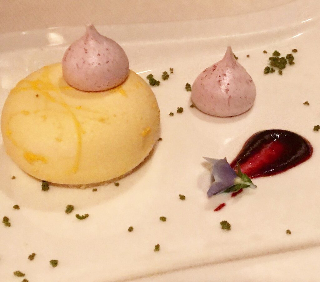 Limoncello Mango Dome with Blackberry Violet from Victoria & Albert's inside Disney's Grand Floridian in Orlando