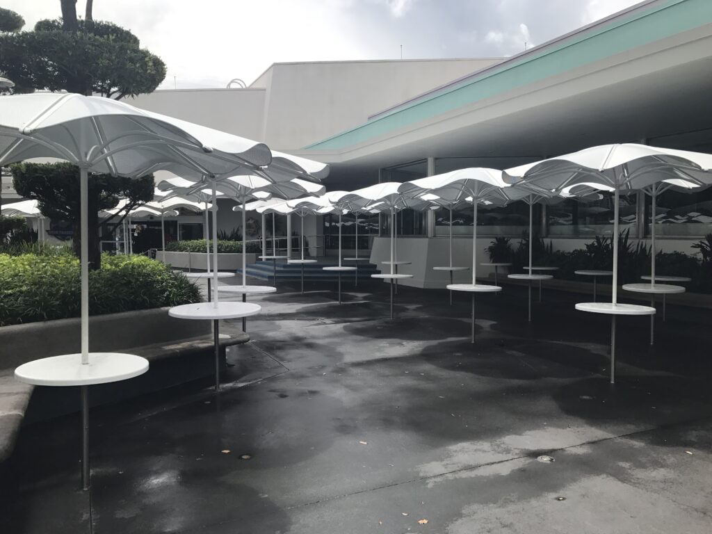 Seats outside Cosmic Ray's Starlight Cafe were removed in anticipation of Hurricane Irma