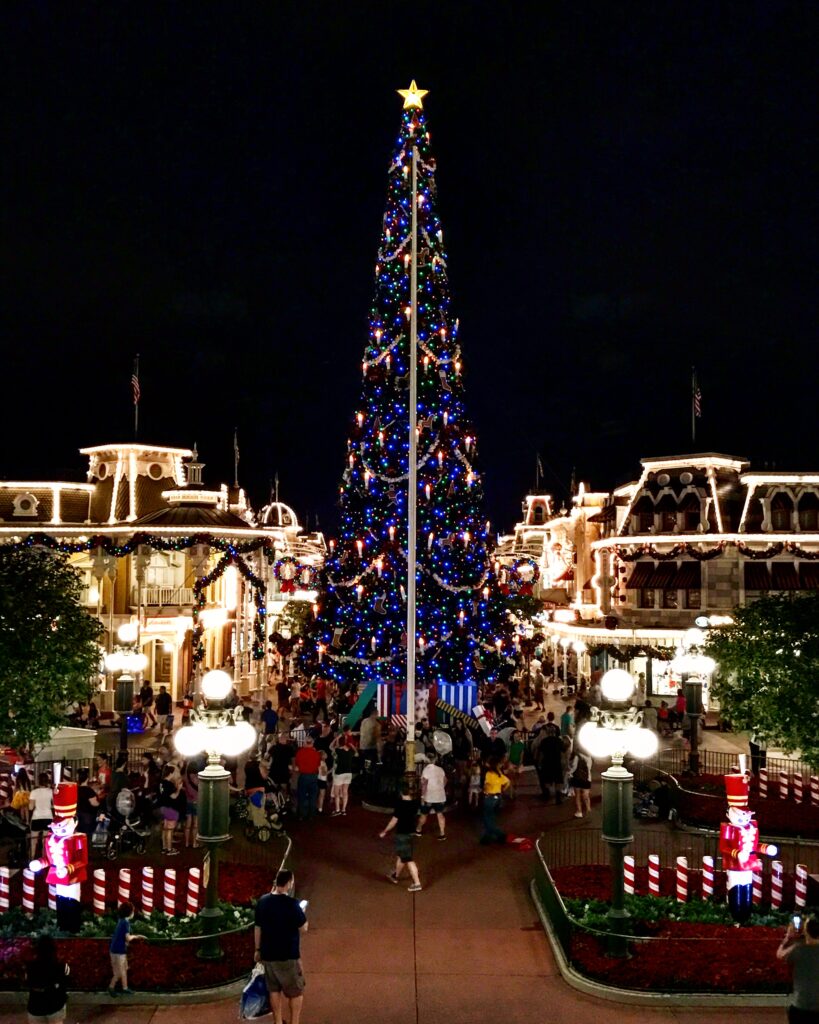 Main Street USA all decked out for Christmas at Disney's Magic Kingdom
