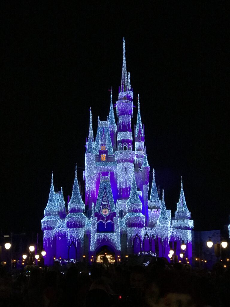 Cinderella's Castle all light up for Christmas at Disney's Magic Kingdom
