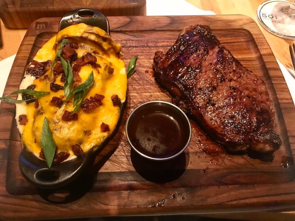 New York Strip and a Loaded Baked Potato from 501 East at the Boca Raton Resort & Club in Boca Raton