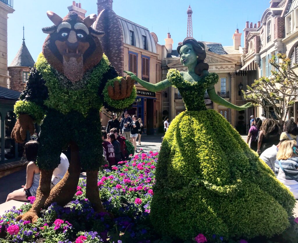 Beauty and the Beast topiary at the Epcot International Flower & Garden Festival