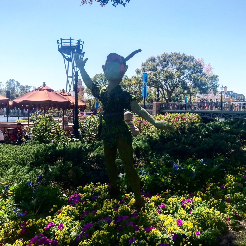 Peter Pan topiary at the 2018 Epcot International Flower & Garden Festival