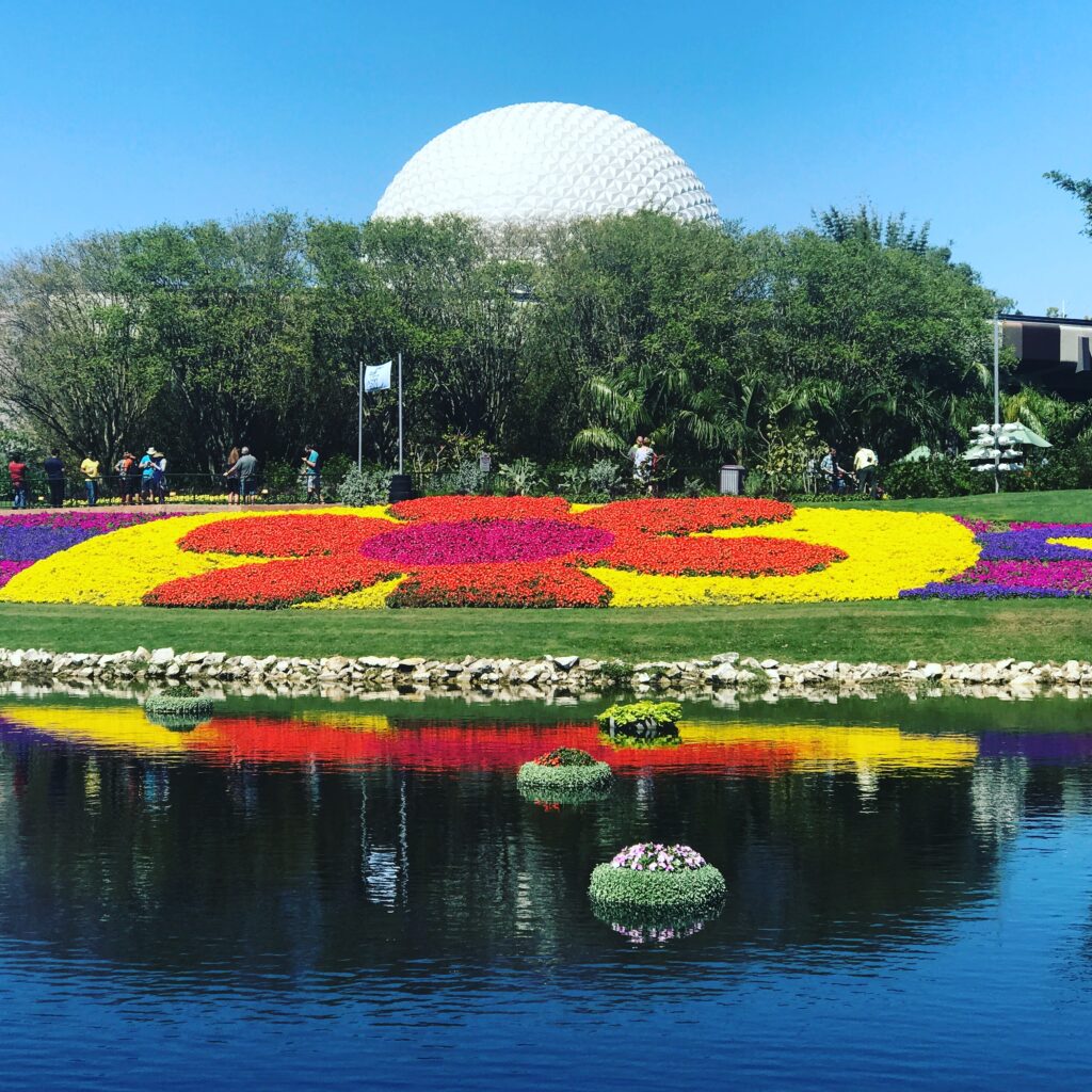 A look across the water into Future World at the 2018 Epcot International Flower & Garden Festival