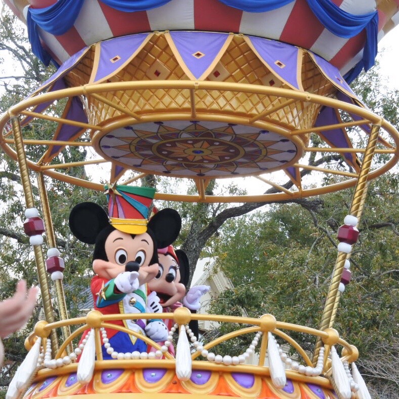 Mickey Mouse and Minnie Mouse in the Festival of Fantasy Parade at Disney's Magic Kingdom