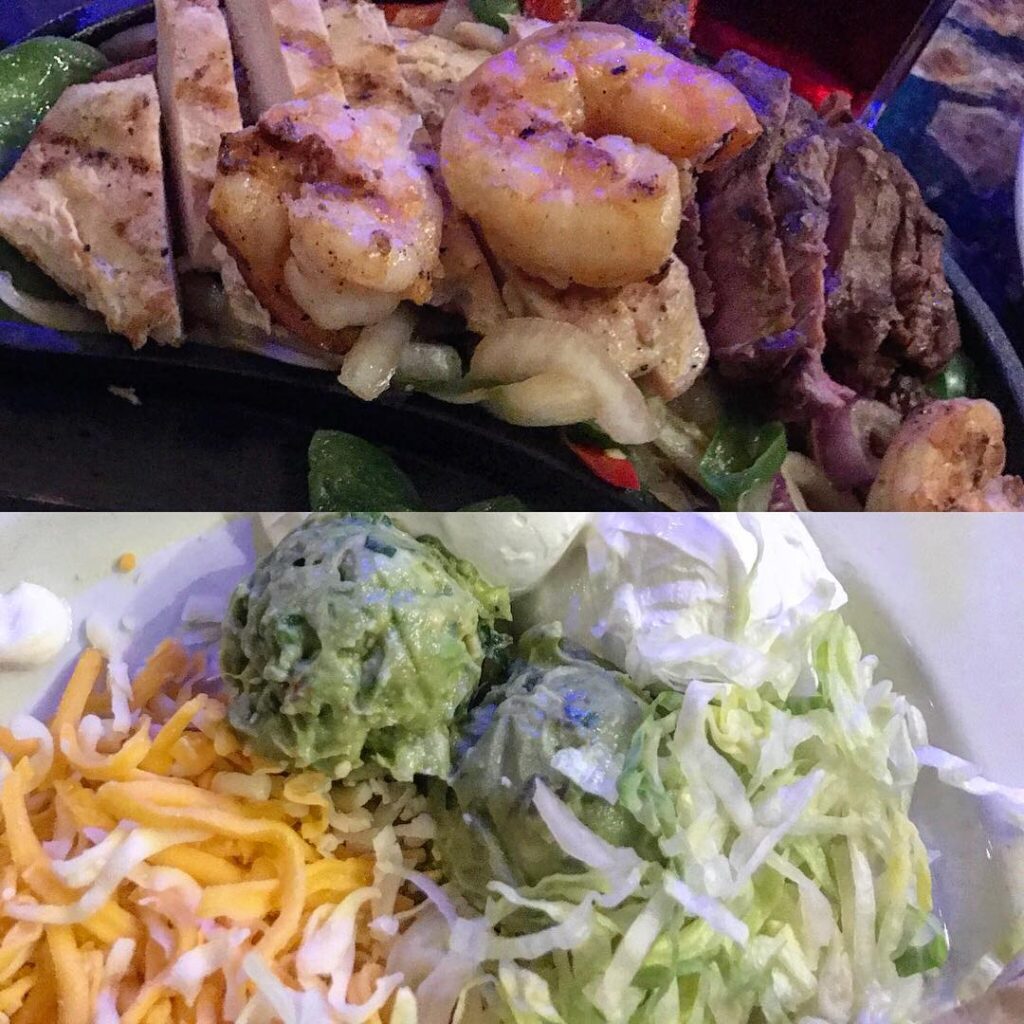 Combo (chicken, steak and shrimp) Fajitas from the Hard Rock Cafe at Universal CityWalk in Orlando