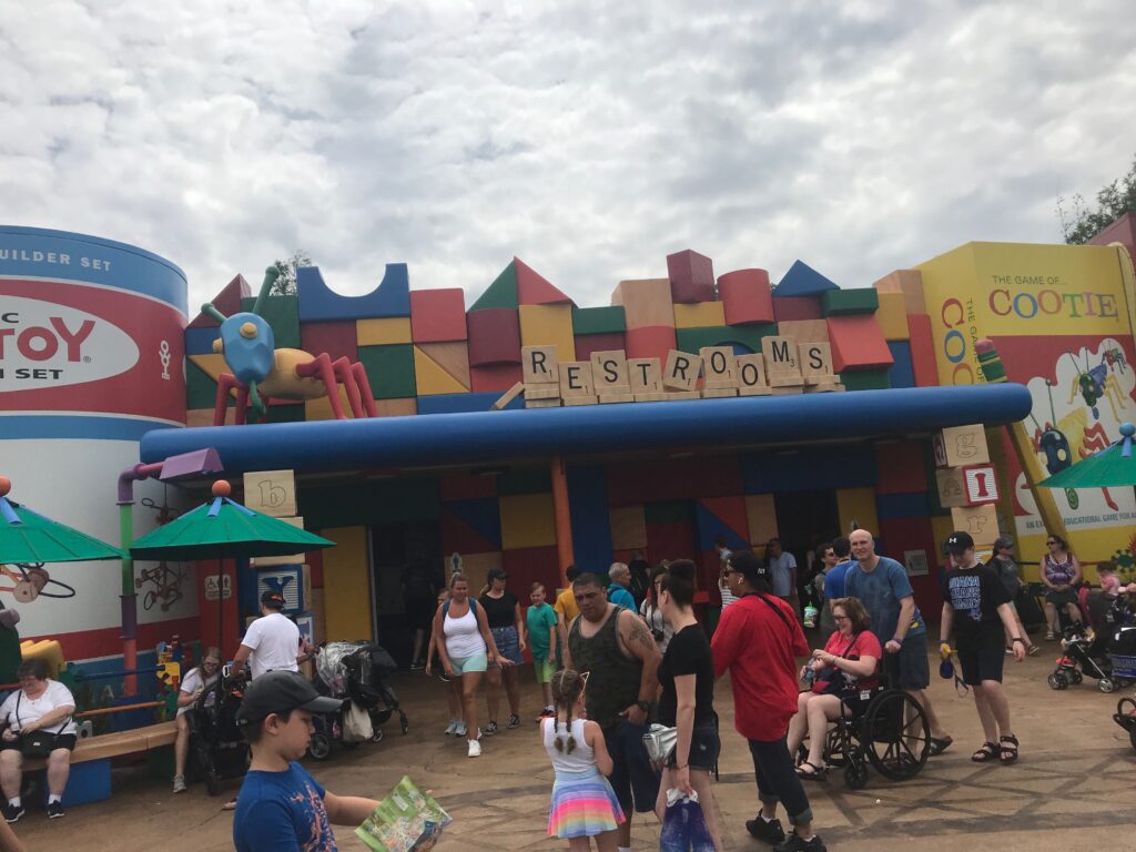 Even the restrooms in Toy Story Land at Disney's Hollywood Studios have a toy theme