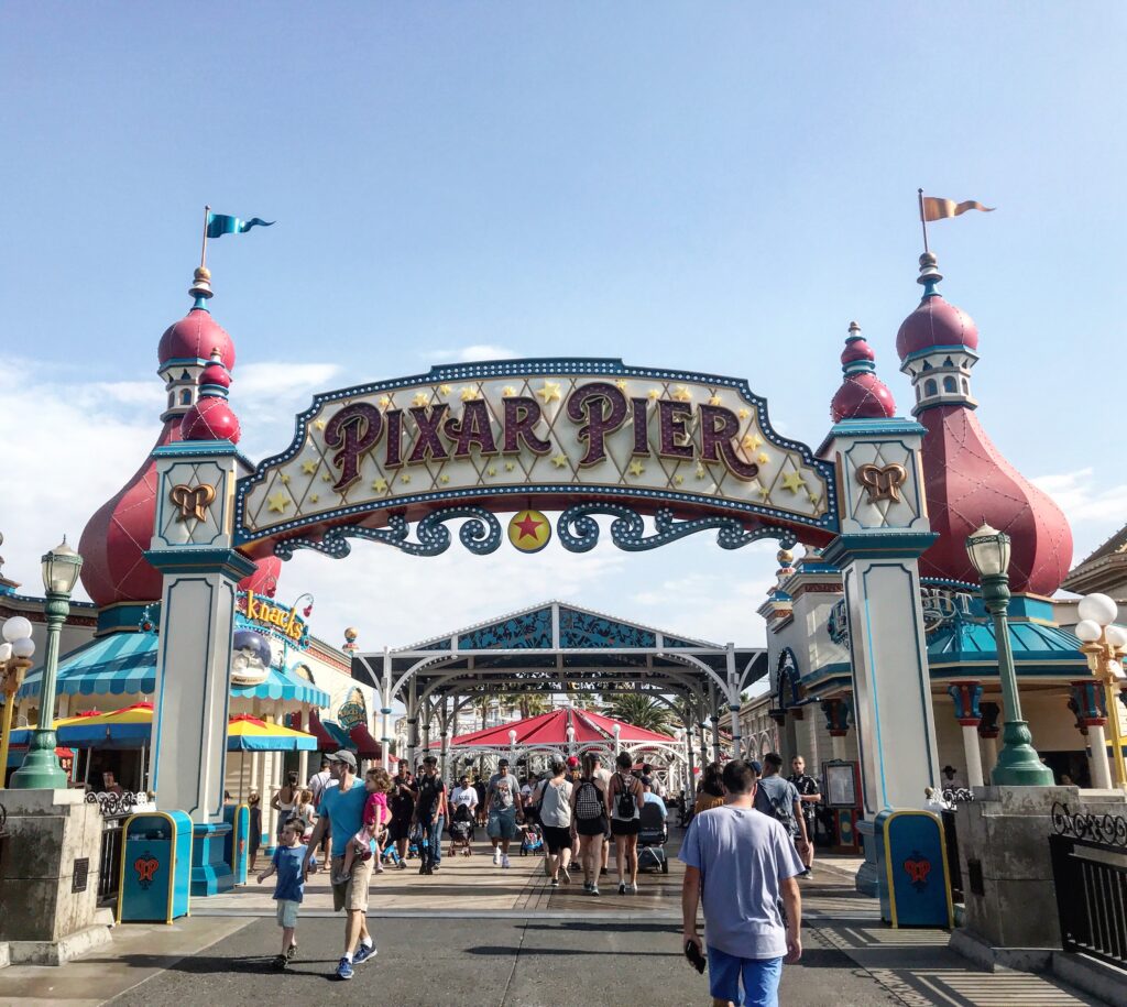 The entrance to Pixar Pier at Disneyland