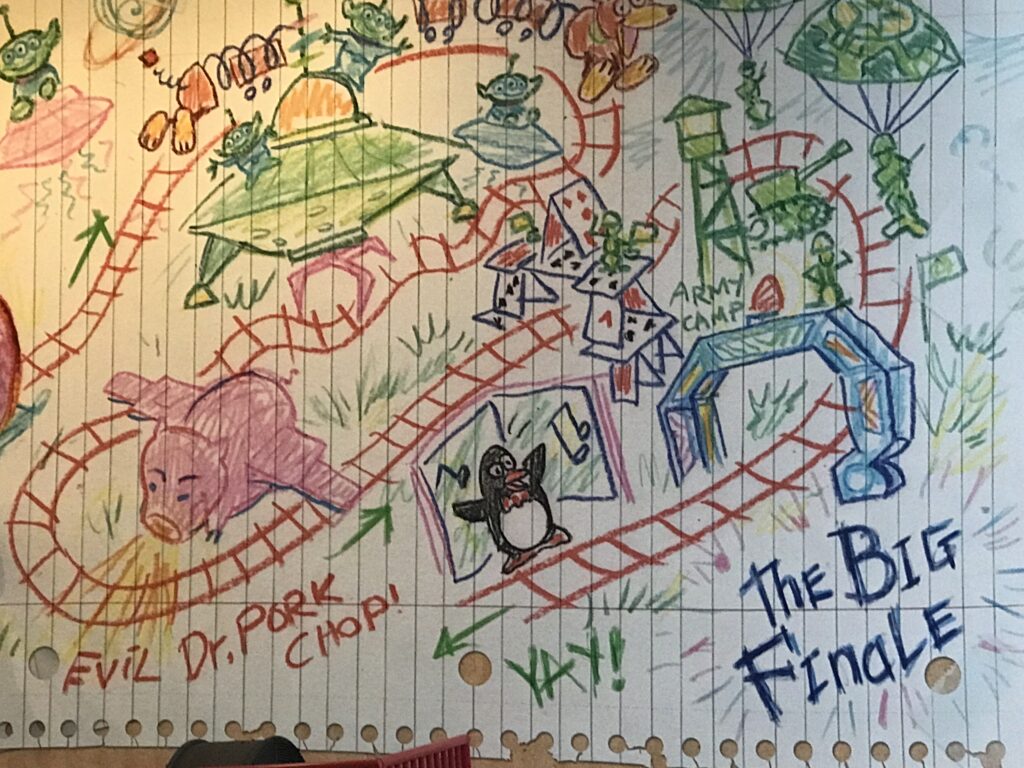 Andy's plans for the Slinky Dog Dash roller coaster in Toy Story Land at Disney's Hollywood Studios