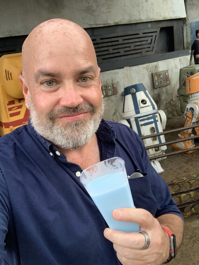 Enjoying some Blue Milk at Star Wars: Galaxy's Edge at Disney's Hollywood Studios